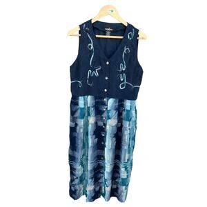 Possitive Attitude Vintage 80s Women's V-Neck Sleeveless Graphic Blue Size 16